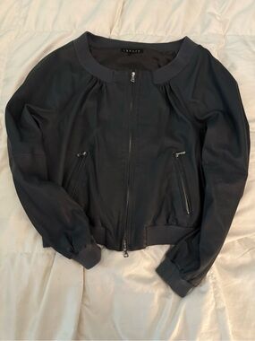 Theory Dark Gray Bomber Jacket with Zip Pockets
